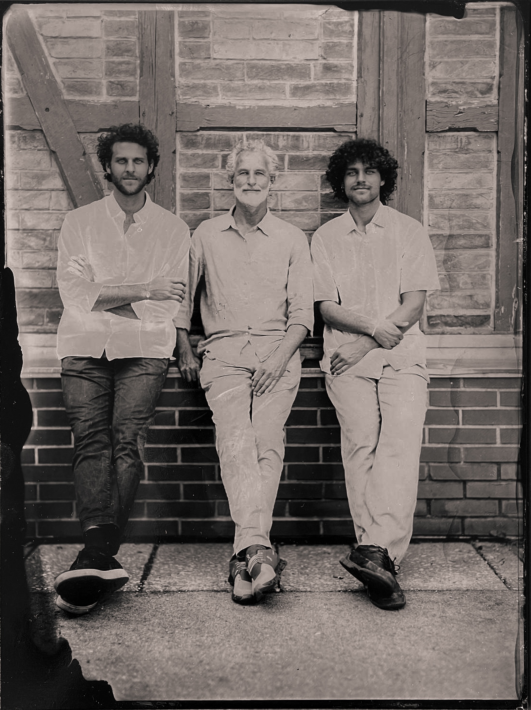 Father and two sons tintype portrait