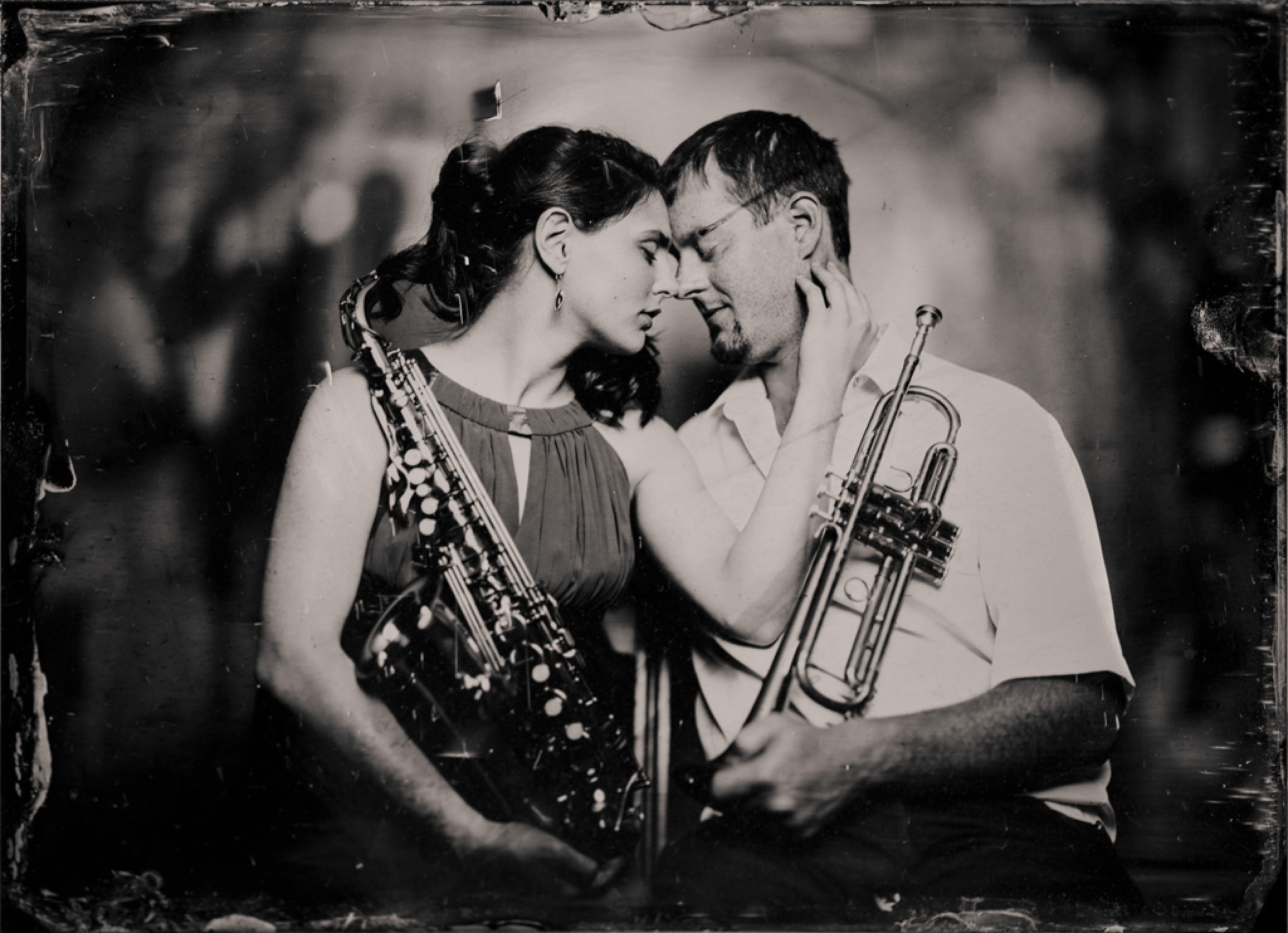 two musician couple tintype portrait